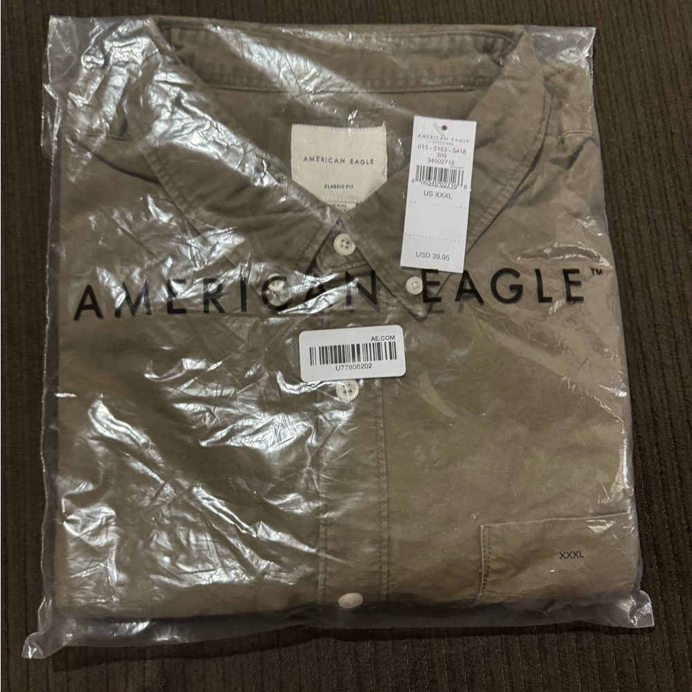 BRAND NEW AMERICAN EAGLE CLASSIC FIT BROWN/COCOA LONG SLEEVE BUTTON UP